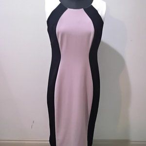 Shelby Palmer Dusty Pink & Black Colorblock Bodycon Sleeveless Dress NWOT S 10